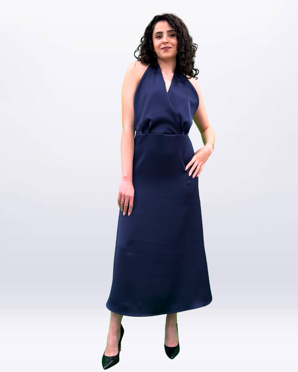 Abito Scollo Halter in Raso