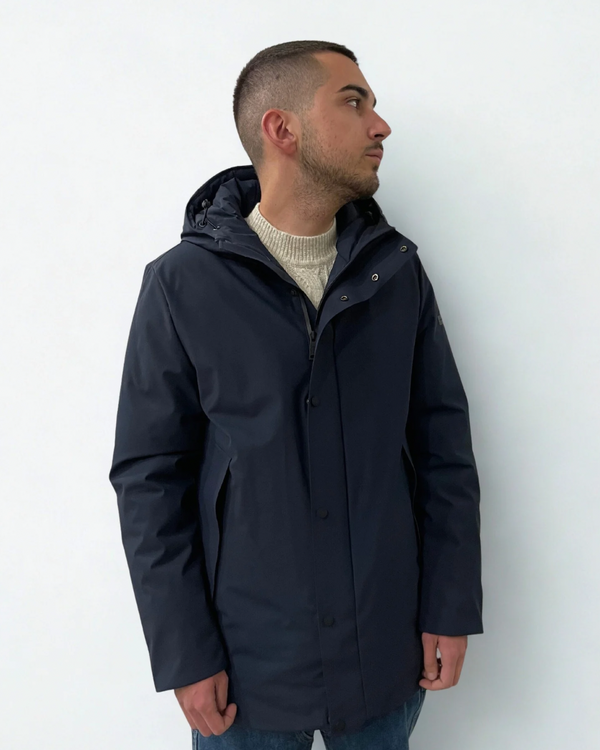 Giubbino Medio in Laminato con Tasche e Cappuccio Termoadesivati