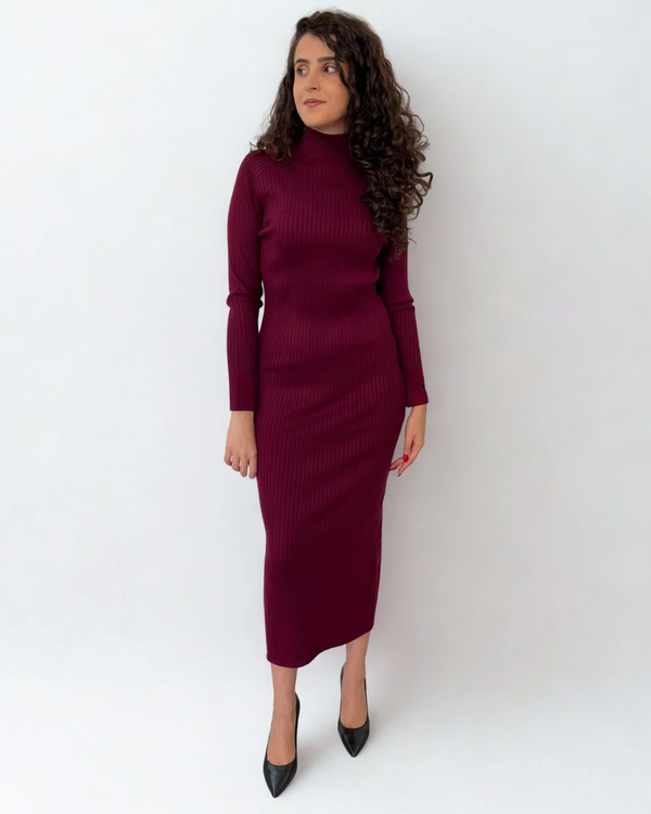 Abito Lungo in Maglia Jacquard