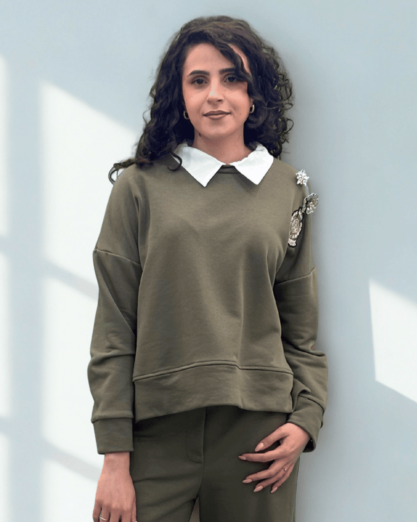 Felpa con Patch Militare